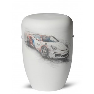 Hand Painted Biodegradable Cremation Ashes Funeral Urn / Casket – Porsche Motor Racing